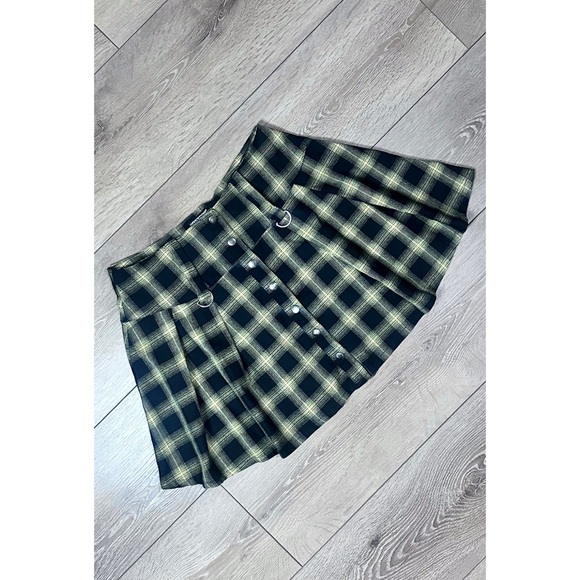 Hot Topic Y2K Style Yellow & Black Plaid Mini Skirt - Picture 3 of 13